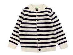 FUB ecru/dark navy stribet cardigan merinould